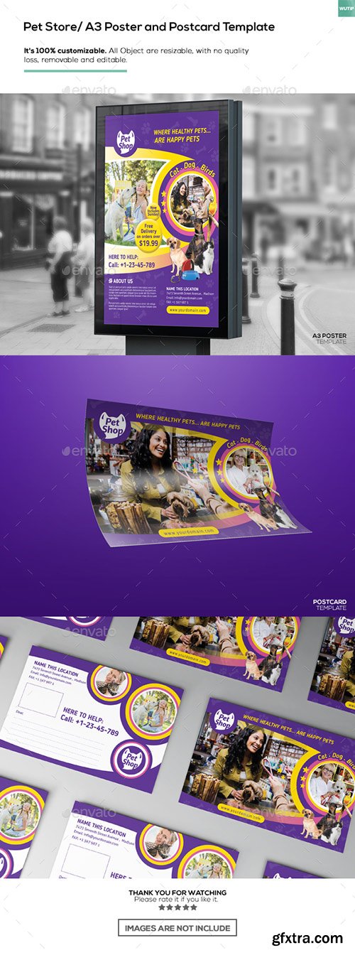 Graphicriver - Pet Store/ A3 Poster and Postcard Template 16893931