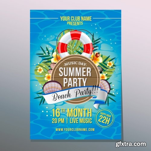 Summer flyer banner invitation card holiday entertainment 11 EPS