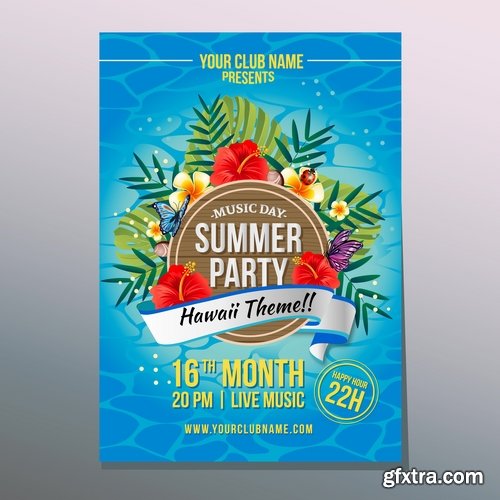 Summer flyer banner invitation card holiday entertainment 11 EPS