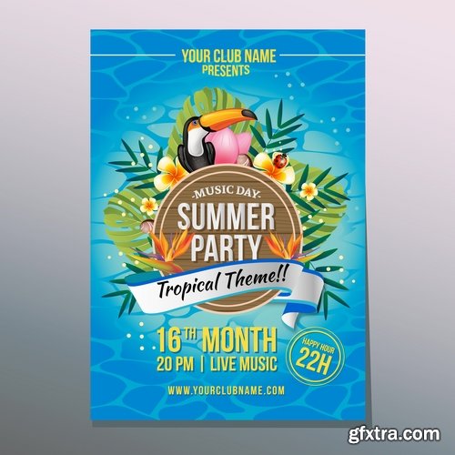 Summer flyer banner invitation card holiday entertainment 11 EPS