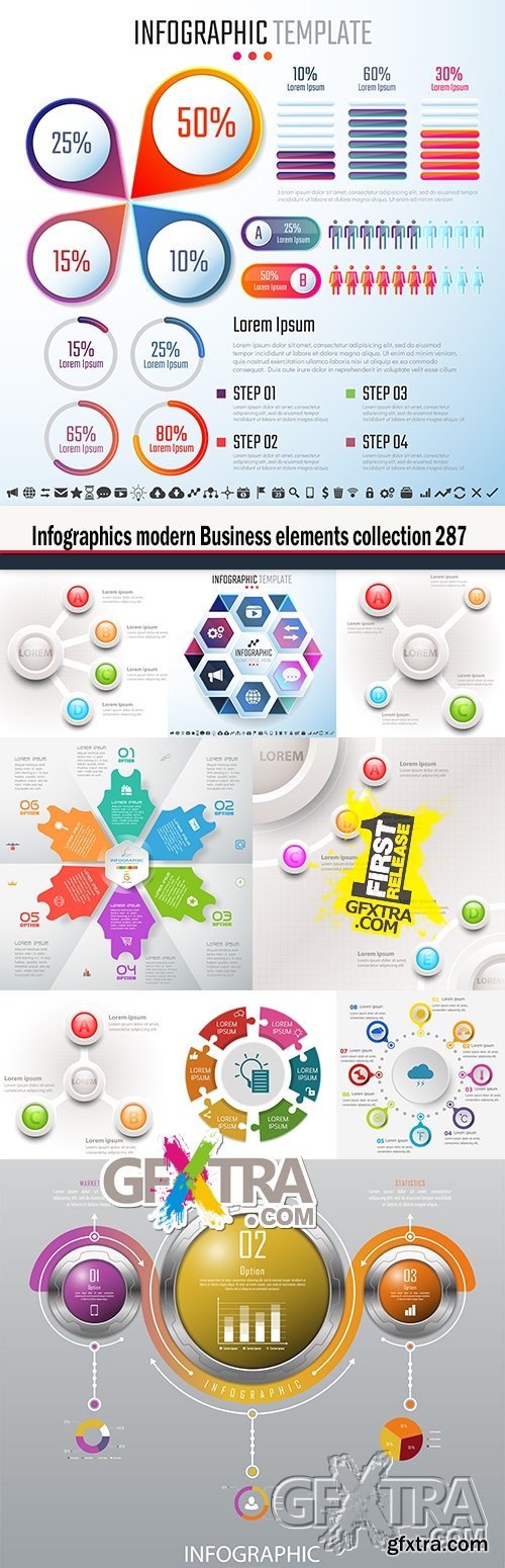 Infographics modern Business elements collection 287