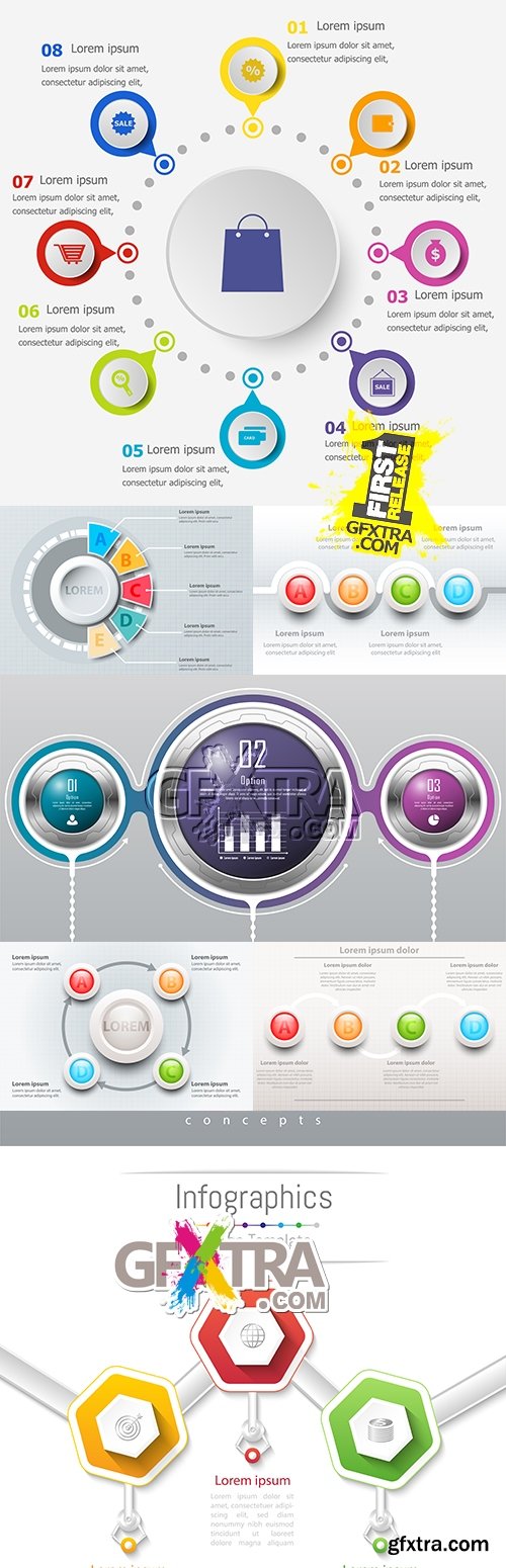 Infographics modern Business elements collection 287