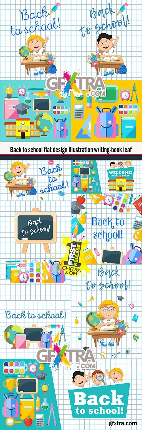 Back to school flat design illustration writing-book leaf