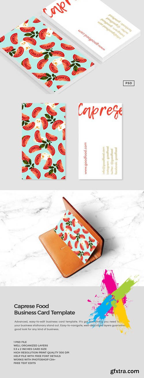 CM - Caprese Food Business Card Template 1704675