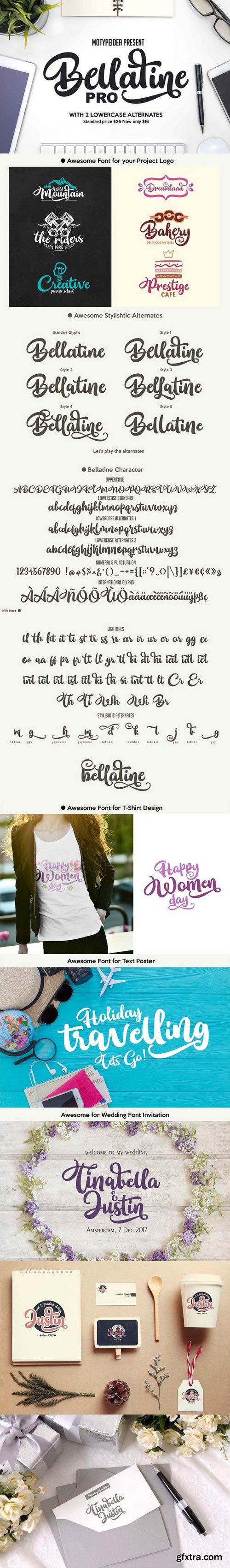 CM - Bellatine Pro Script Fonts 1674088