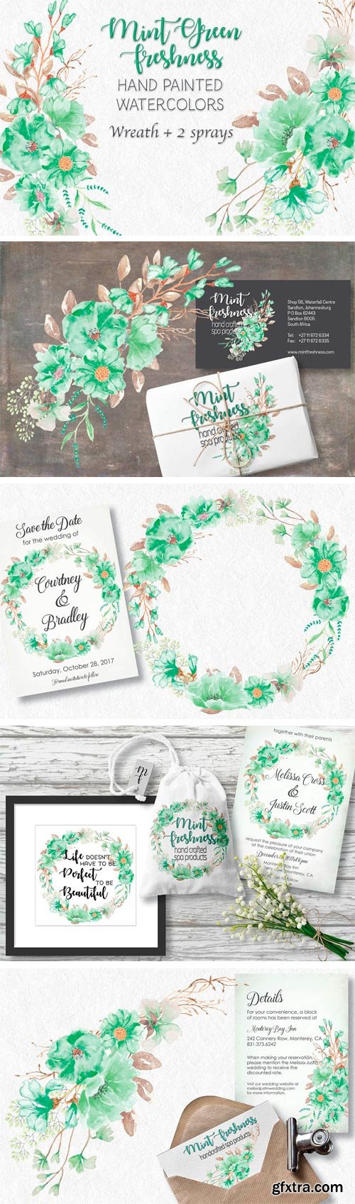 CM - Watercolor Wreath in Mint Green 1656755