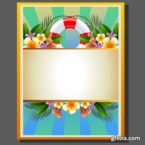 Summer flyer banner invitation card fun holiday magazine cover 7 EPS