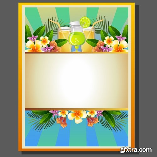 Summer flyer banner invitation card fun holiday magazine cover 7 EPS