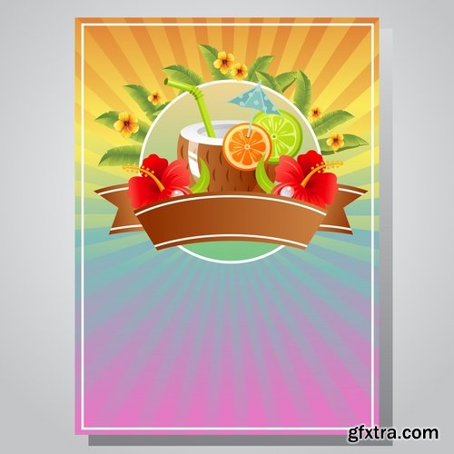 Summer flyer banner invitation card fun holiday magazine cover 7 EPS