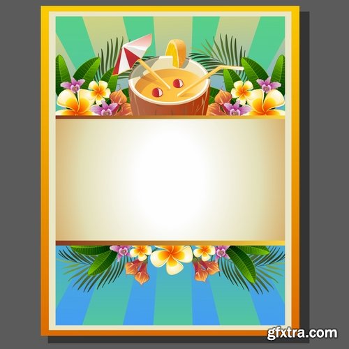 Summer flyer banner invitation card fun holiday magazine cover 7 EPS