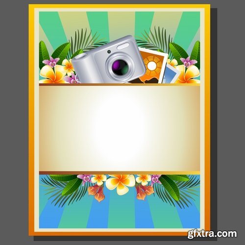 Summer flyer banner invitation card fun holiday magazine cover 7 EPS