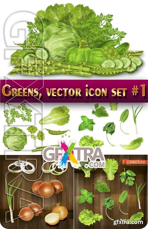 Greens, vector icon set #1 - Stock Vector