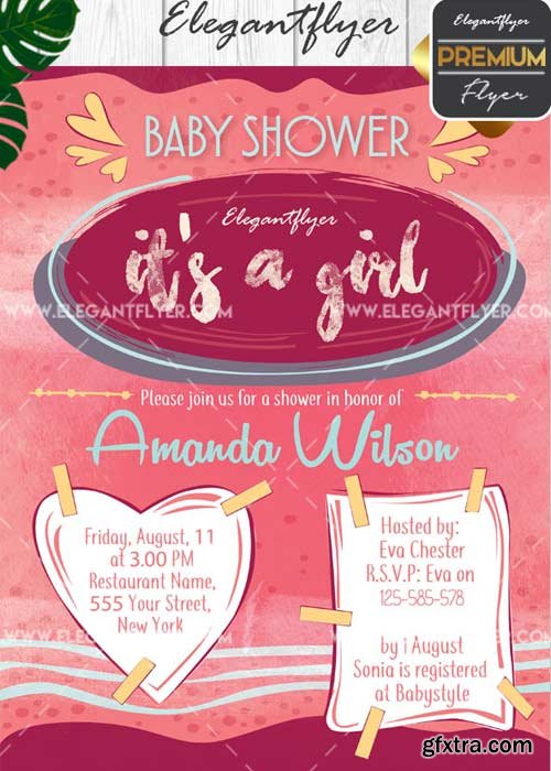 Baby Shower V6 Flyer PSD Template + Facebook Cover