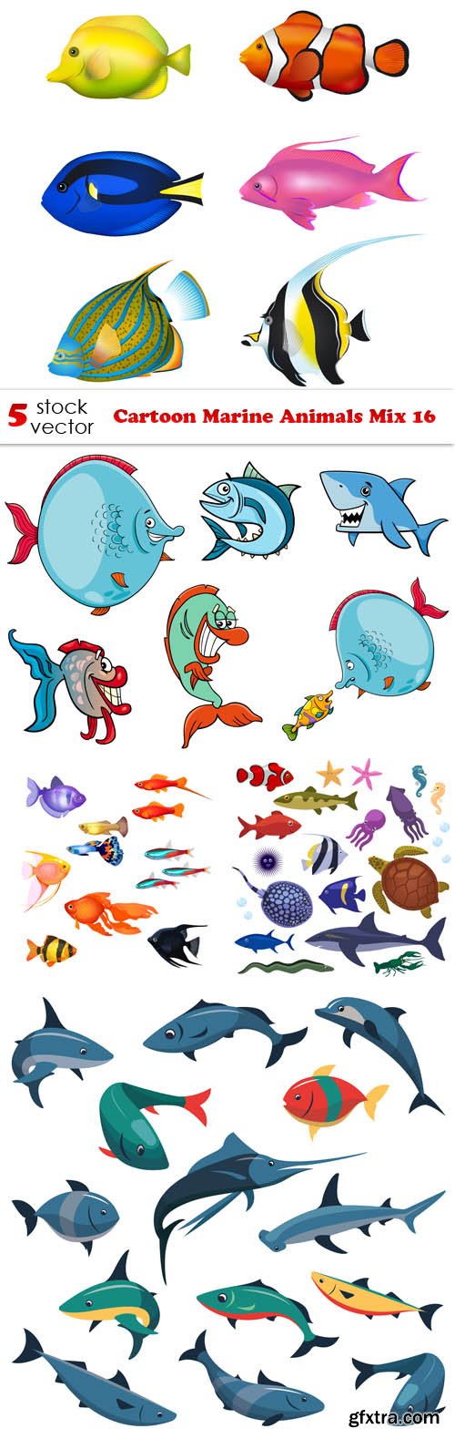 Vectors - Cartoon Marine Animals Mix 16