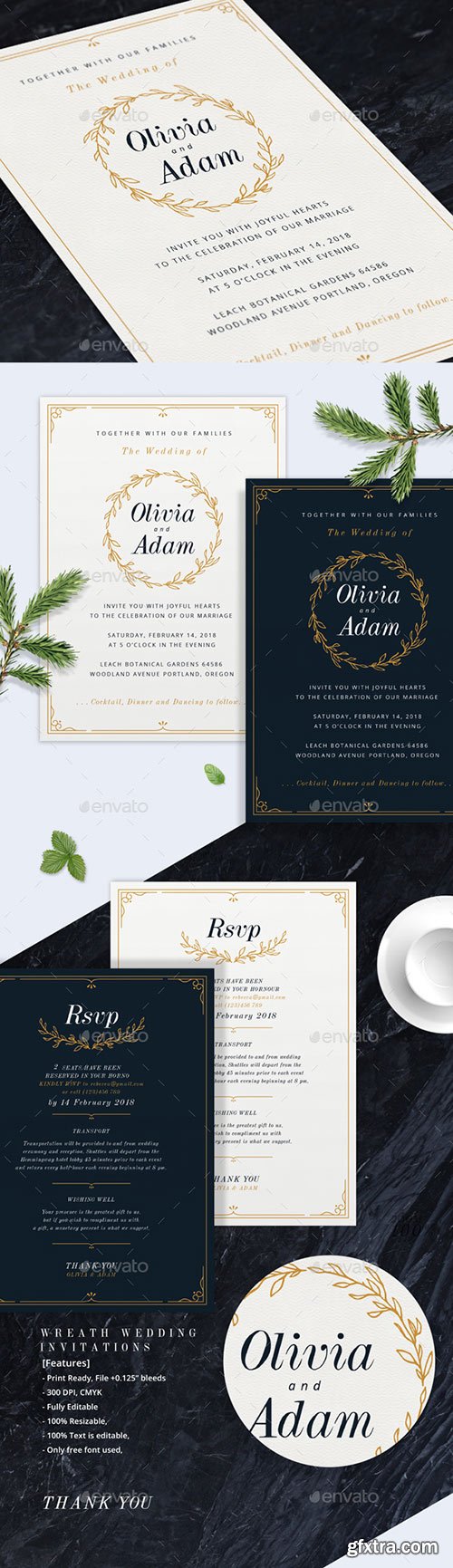 Graphicriver - Wreath Wedding Invitations 20423312