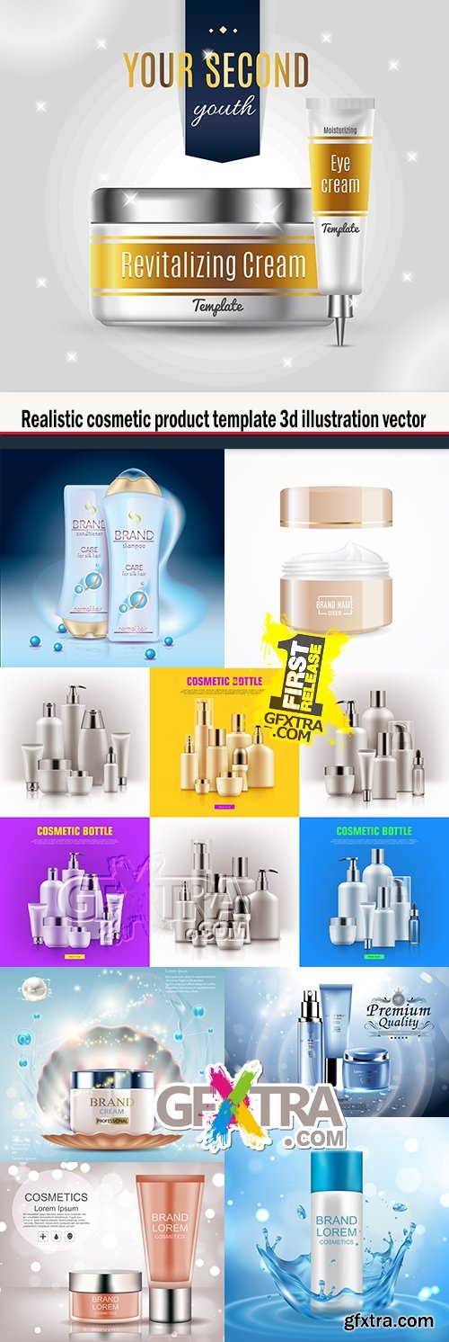 Realistic cosmetic product template 3d illustration vector