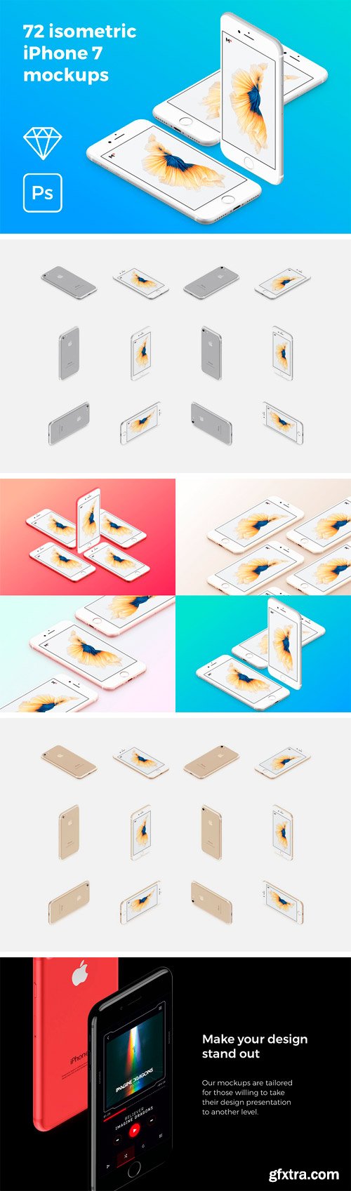 CM - 72 Isometric iPhone 7 Mockups 1682162