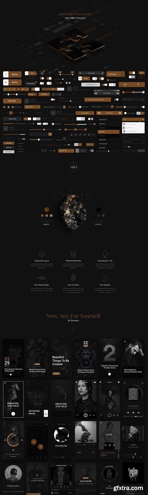 Gold & Coal - UI Kit for Mobile