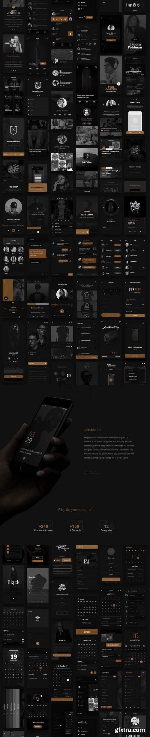 Gold & Coal - UI Kit for Mobile