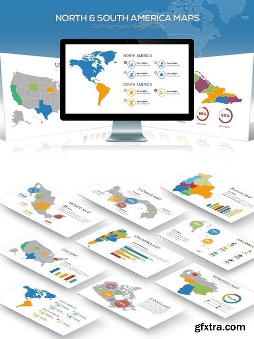 North & South America Maps for Powerpoint