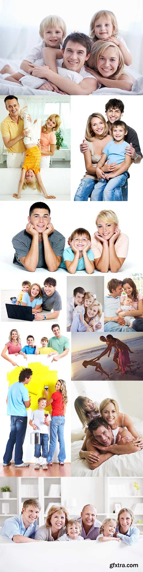 Young happy family of raster graphics - 2