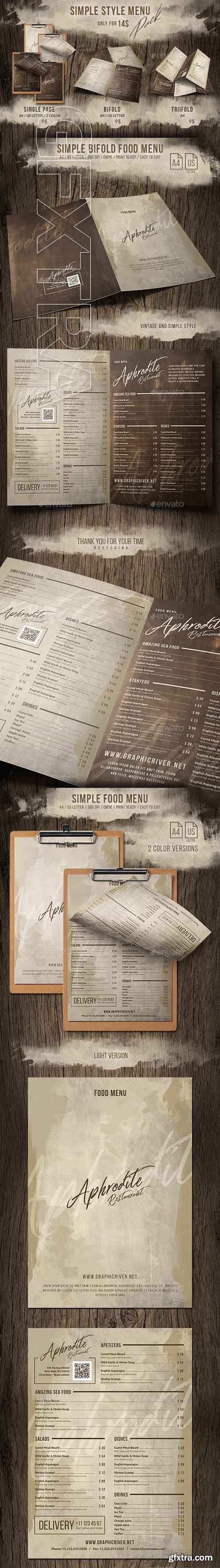 GraphicRiver - Simple Style Menu Pack (Single - Bifold - Trifold) 20391050