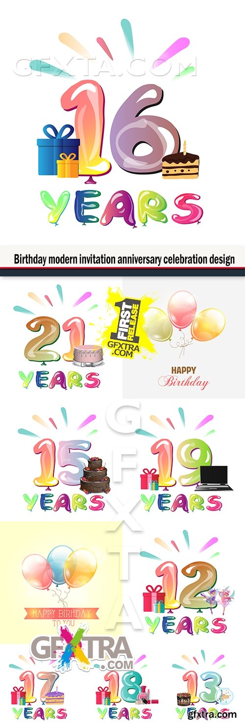 Birthday modern invitation anniversary celebration design