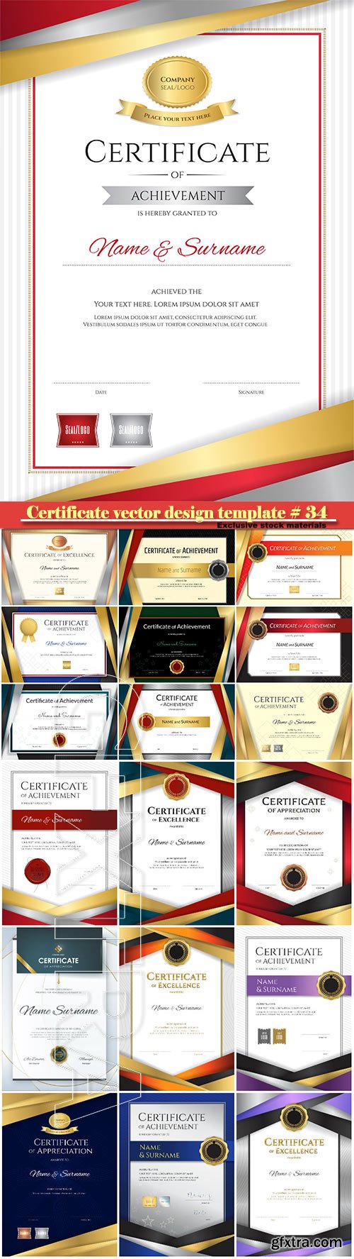 Certificate and vector diploma design template # 34