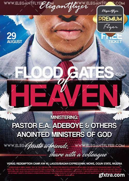 Flood Gates Of Heaven V1 Flyer PSD Template + Facebook Cover