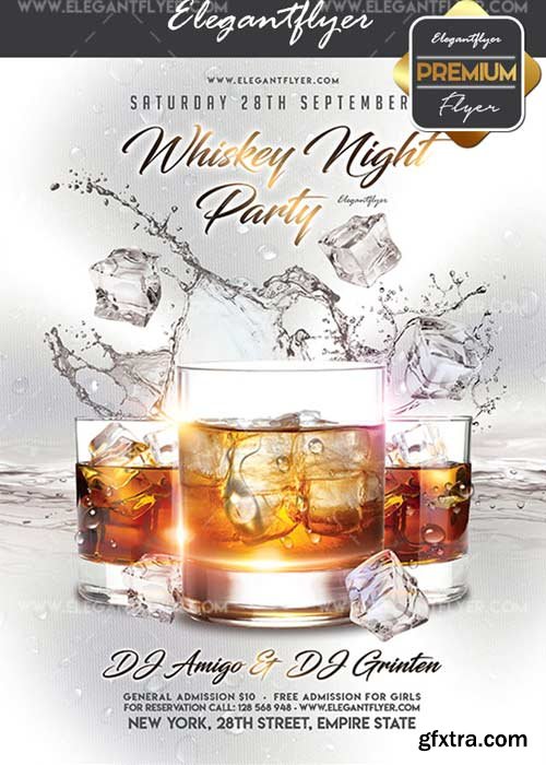 Whiskey Night Party V22 Flyer PSD Template + Facebook Cover