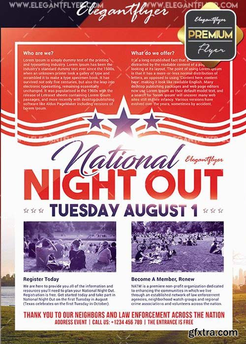 National Night Out V2 Flyer PSD Template + Facebook Cover