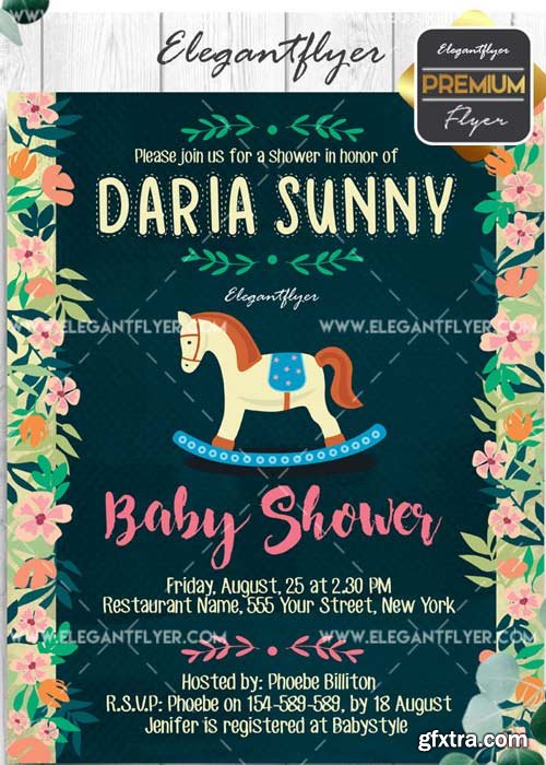 Baby Shower V9 Flyer PSD Template + Facebook Cover