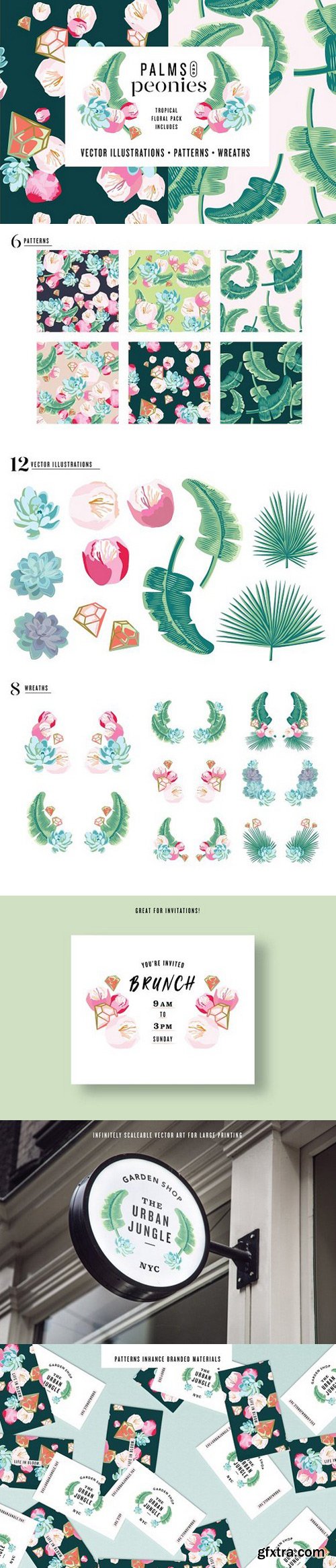 CM - Palms Peonies Illustration Pack 1645500