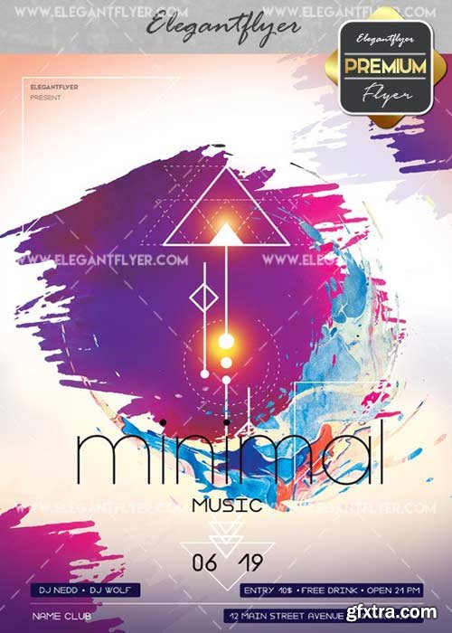 Minimal Music V26 Flyer PSD Template + Facebook Cover