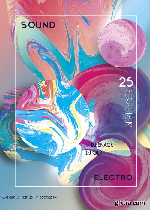 Electro Sound V33 Flyer PSD Template + Facebook Cover