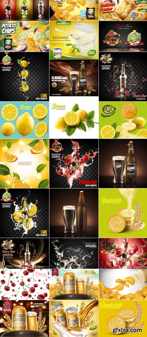 Advertising Food and Drink Poster Concept vector 3