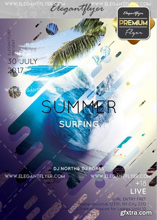 Summer Surfing V4 Flyer PSD Template + Facebook Cover