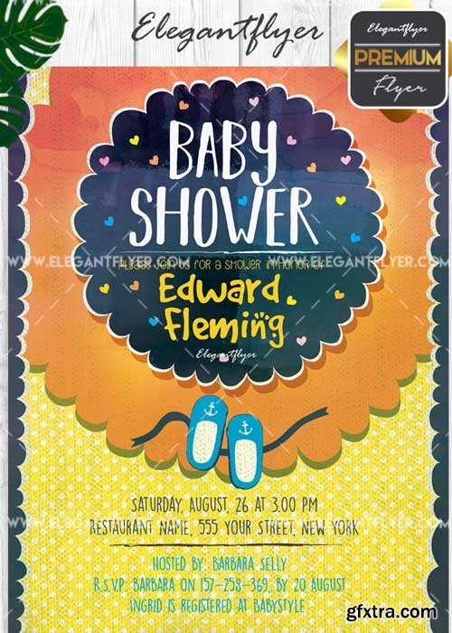 Baby Shower V10 Flyer PSD Template + Facebook Cover