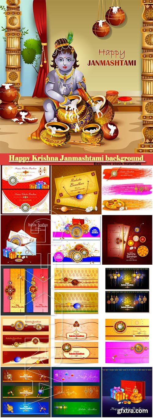 Easy to edit vector illustration of Happy Krishna Janmashtami greeting background