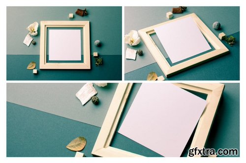 Square Wooden Frame Mockup