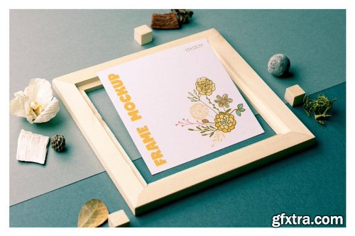 Square Wooden Frame Mockup