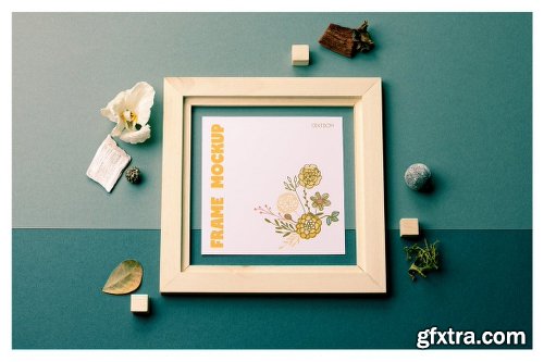 Square Wooden Frame Mockup