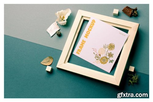 Square Wooden Frame Mockup