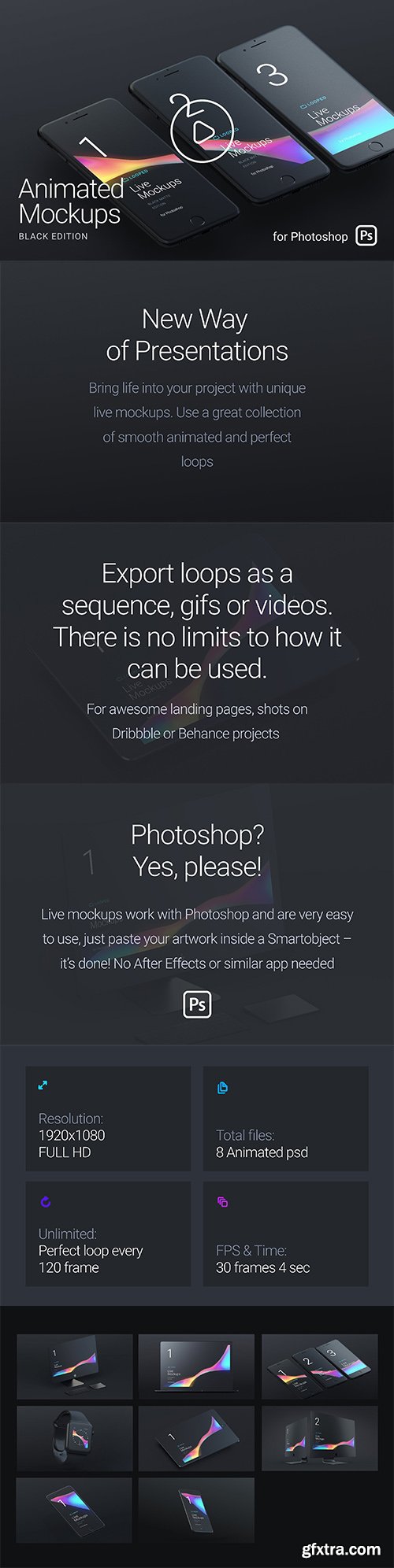 Looped Animated Mockups - Black - CM 1605398