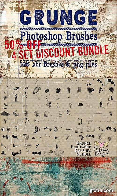 CreativeMarket Grunge Photoshop Brushes 50% Off 1304170