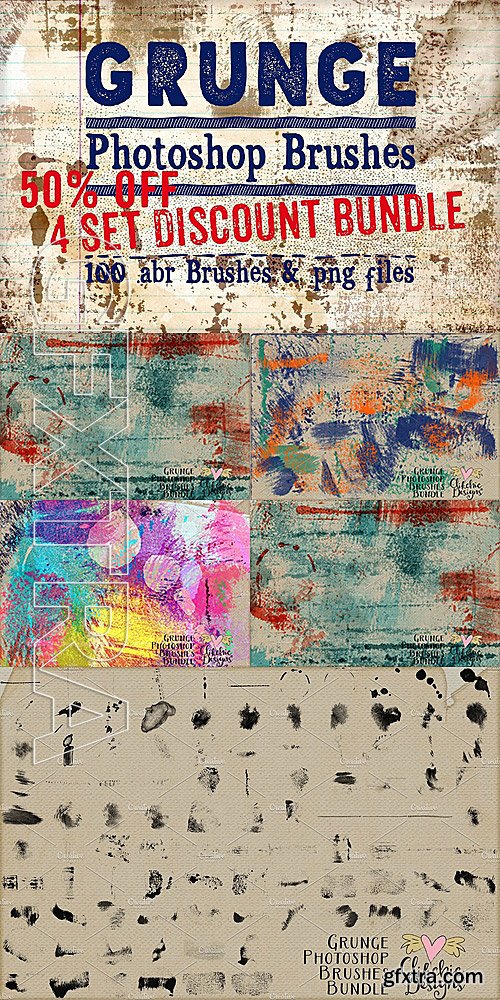 CreativeMarket Grunge Photoshop Brushes 50% Off 1304170