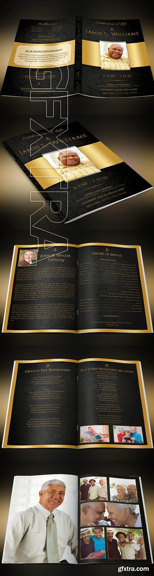 Creativemarket - Black Gold Dignity Funeral Program 1730422