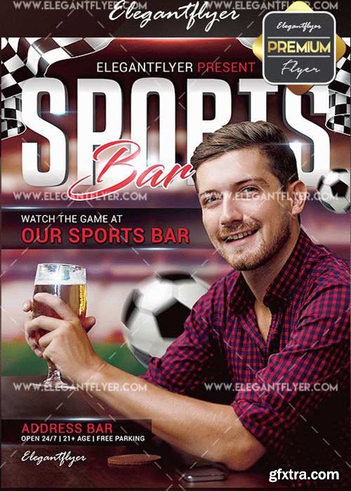 Sports Bar V2 Flyer PSD Template + Facebook Cover