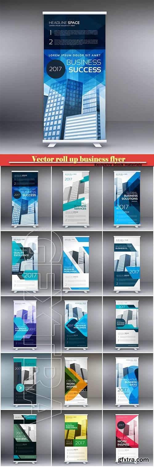 Vector roll up business flyer banner design