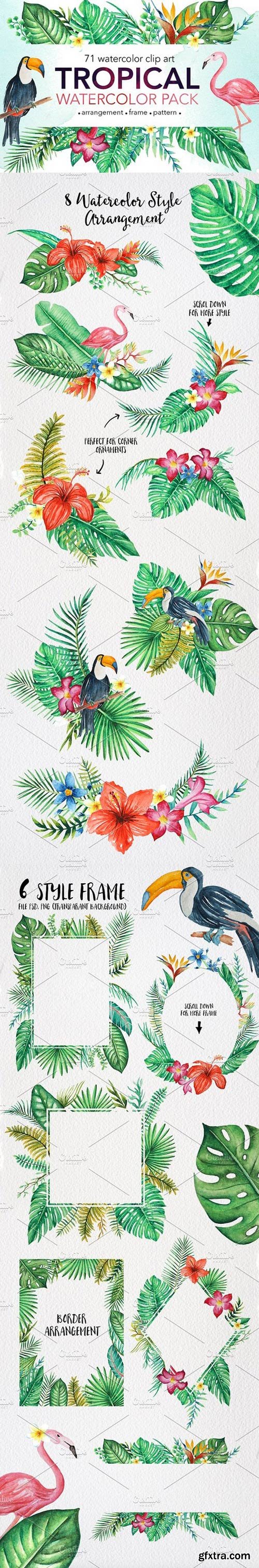 CM - TROPICAL Watercolor clip art pack 1612614